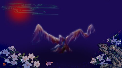 Snowy Mountins Dancing the Night by Marie Nara, Digital for Sale on Singulart