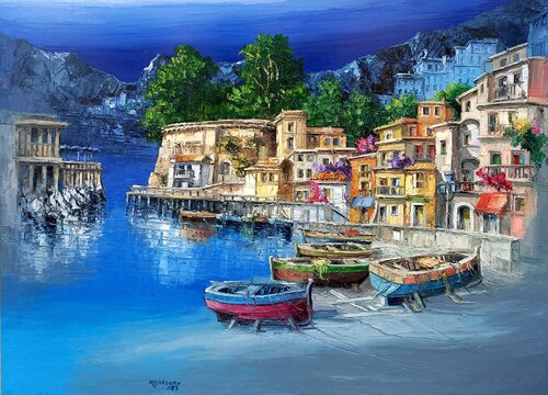 Sorrento Marina Grande par Antonio Di Viccaro, Peinture en vente sur Singulart