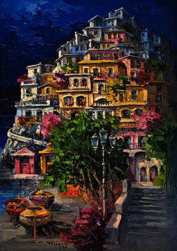 Positano  la piramide par Antonio Di Viccaro, Peinture en vente sur Singulart