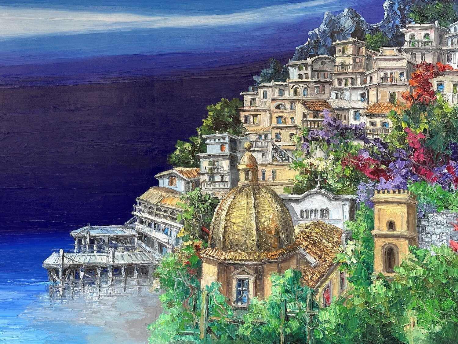 Positano Antonio Di Viccaro Peinture originale à vendre