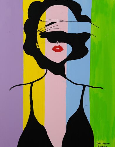Covered eyes lady van Thao Nguyen, Schilderij te koop op Singulart