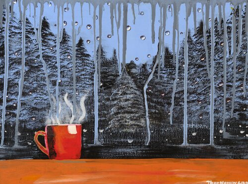 A Warm Sip on a Rainy Day van Thao Nguyen, Schilderij te koop op Singulart
