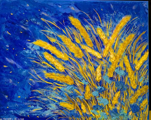 Yellow Bristlegrass van Thao Nguyen, Schilderij te koop op Singulart
