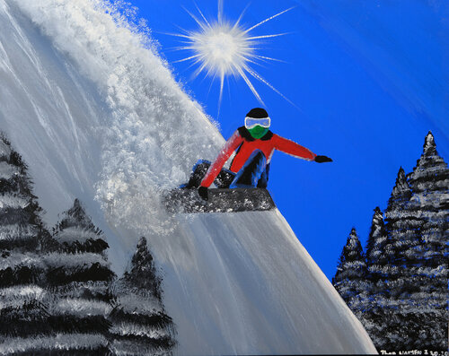 Snowboarding van Thao Nguyen, Schilderij te koop op Singulart