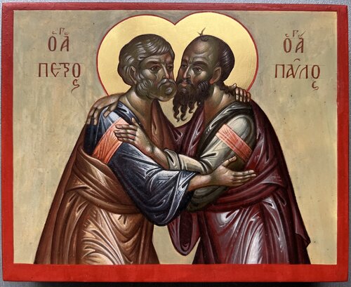 Miniature icon of Saints Peter and Paul. von Yuliia Klishyna, Malerei kaufen auf Singulart