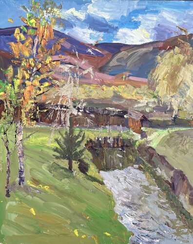 Sunny day in the mountains. von Yuliia Klishyna, Malerei kaufen auf Singulart