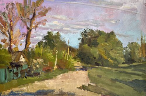 Summer In The Small Ukrainian Village van Yuliia Klishyna, Schilderij te koop op Singulart