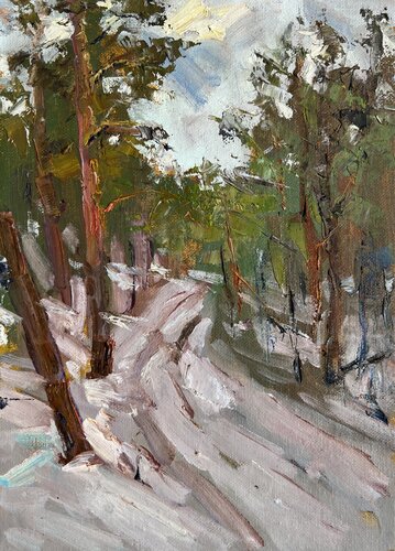 Blizzard In The Forest di Yuliia Klishyna, Pittura in vendita su Singulart