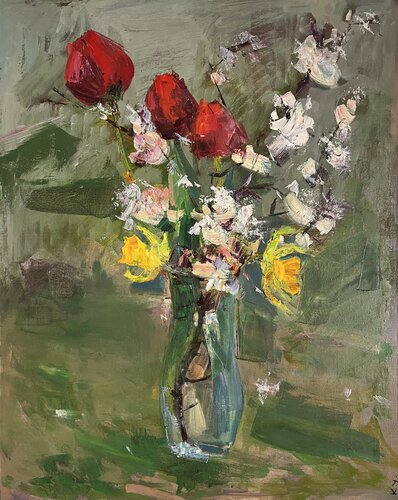 Spring Flowers van Yuliia Klishyna, Schilderij te koop op Singulart