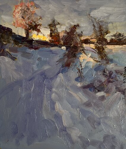 Winter Evening di Yuliia Klishyna, Pittura in vendita su Singulart