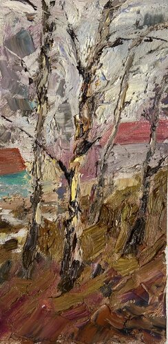 Birches. di Yuliia Klishyna, Pittura in vendita su Singulart