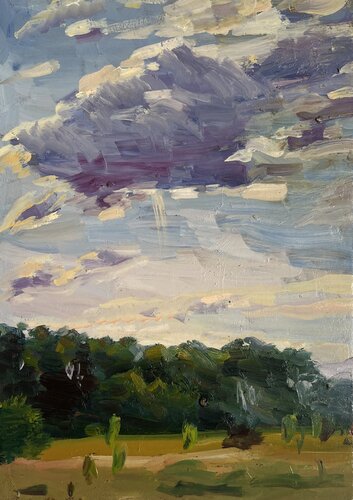 Big Cloud In Sunny Weather. de Yuliia Klishyna, Pintura a la venta en Singulart