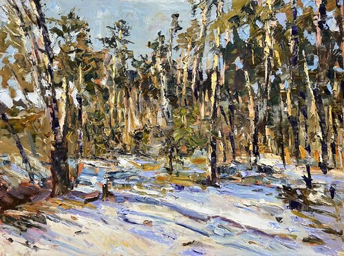 Sunny Day in The Forest di Yuliia Klishyna, Pittura in vendita su Singulart