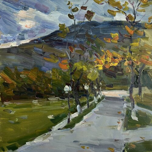 Autumn In The Mountains di Yuliia Klishyna, Pittura in vendita su Singulart
