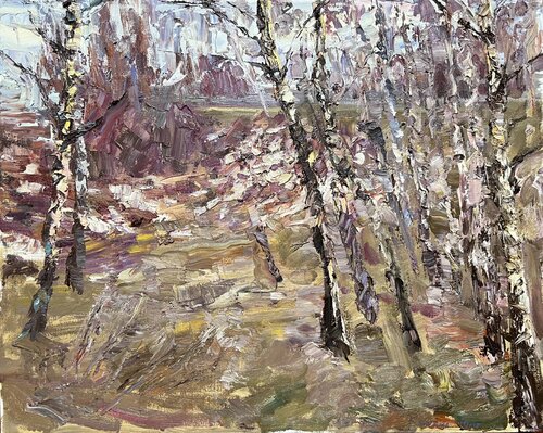 Birches von Yuliia Klishyna, Malerei kaufen auf Singulart