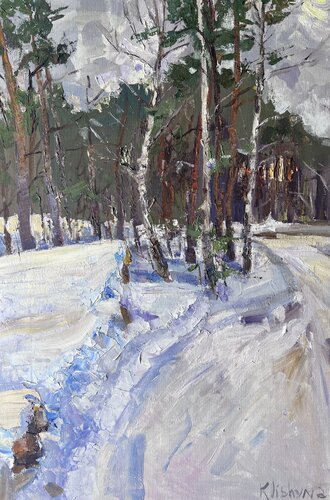 Winter Birches de Yuliia Klishyna, Pintura a la venta en Singulart