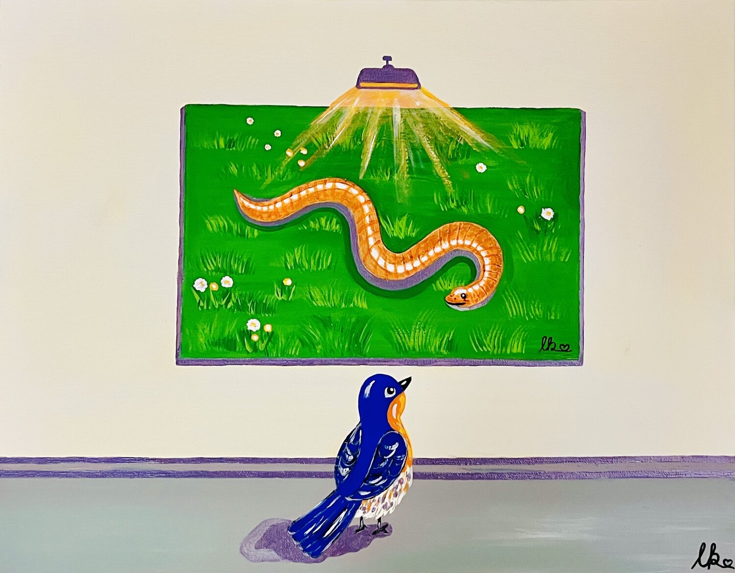 „The early Bird catches the Worm“ Laura Isabel Koch Originalgemälde zu verkaufen