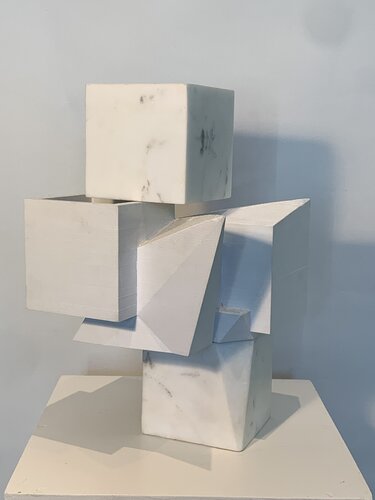 Distorsion cubique en blanc von Sébastien ZANELLO, Skulptur kaufen auf Singulart