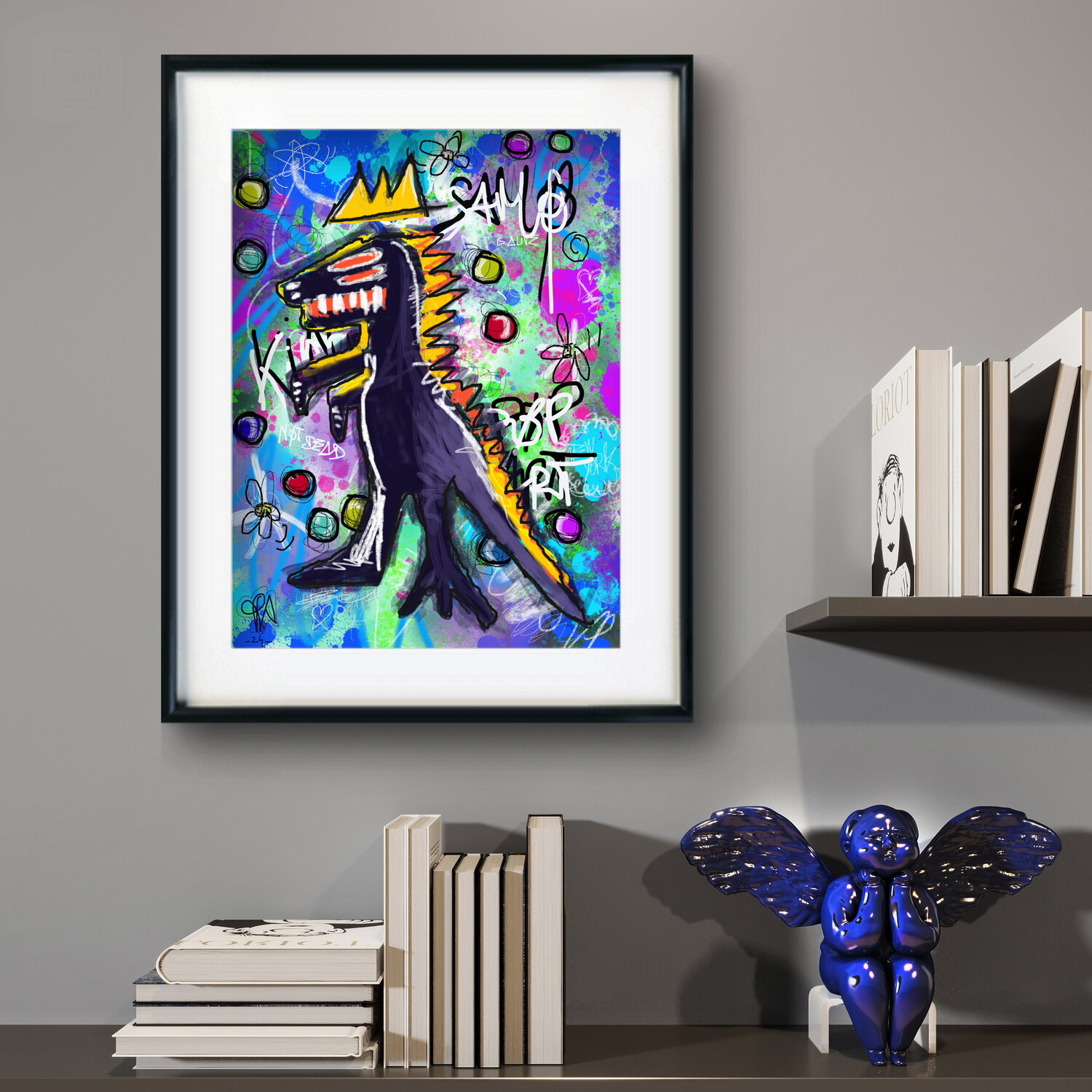 SamoNotDead Peinture Numérique Pop Art Basquiat Dinosaure de