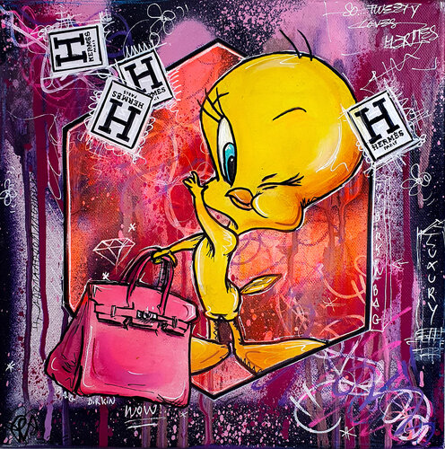 Pop Urban H Tweety Bird Peinture Colorée Titi Cartoon Pop Art van Priscilla Vettese, Schilderij te koop op Singulart