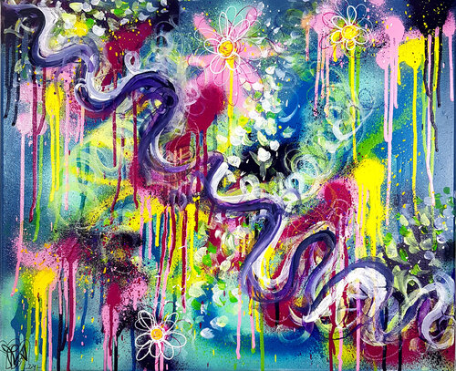 Garden of Blooming Flowers Peinture Contemporaine Abstraite Fleurie by Priscilla Vettese, Painting for Sale on Singulart