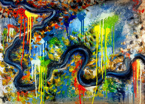 Tableau Abstrait Multicolore - Colored Nature #4 van Priscilla Vettese, Schilderij te koop op Singulart