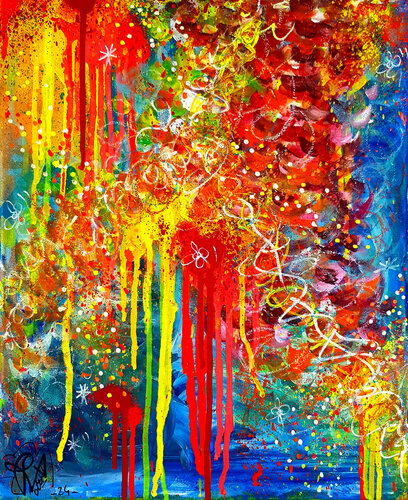 Colored Nature 3 - Tableau Moderne Abstrait Multicolore von Priscilla Vettese, Malerei kaufen auf Singulart
