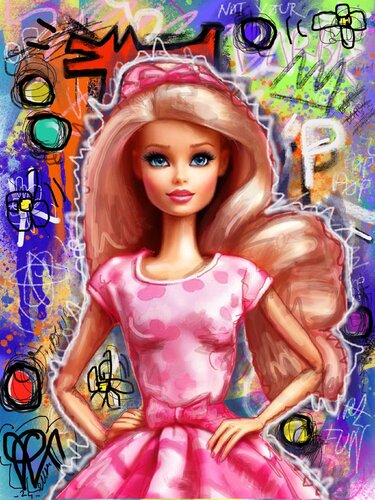Not Pop Barbie - Peinture Pop Art Numérique van Priscilla Vettese, Digitaal te koop op Singulart