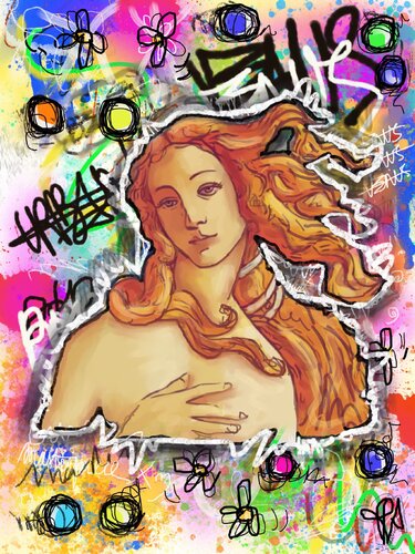 Pop Urban Venus - Digitale Pop Art Peinture Graffiti van Priscilla Vettese, Digitaal te koop op Singulart