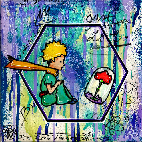 Tableau Le Petit Prince Pop Art Street Art Sur Toile Graffiti Unique van Priscilla Vettese, Schilderij te koop op Singulart