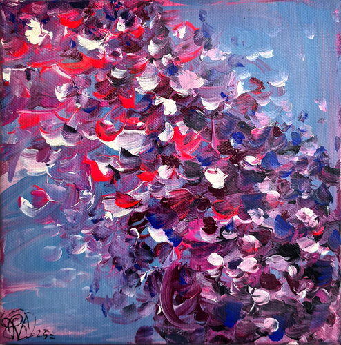 Floral Escape - Peinture Abstraite Sur Toile Rose Mauve Violet de Priscilla Vettese, Pintura a la venta en Singulart