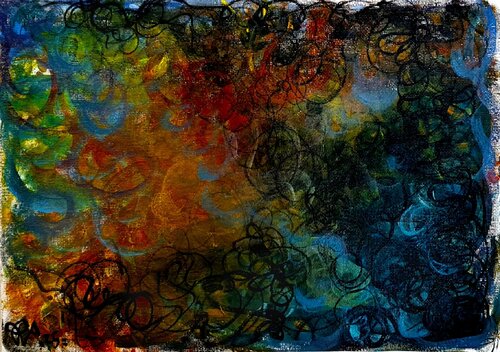 Savage Hearth 3 – Abstraction expressionniste, acrylique , colorée, encre de chine van Priscilla Vettese, Schilderij te koop op Singulart