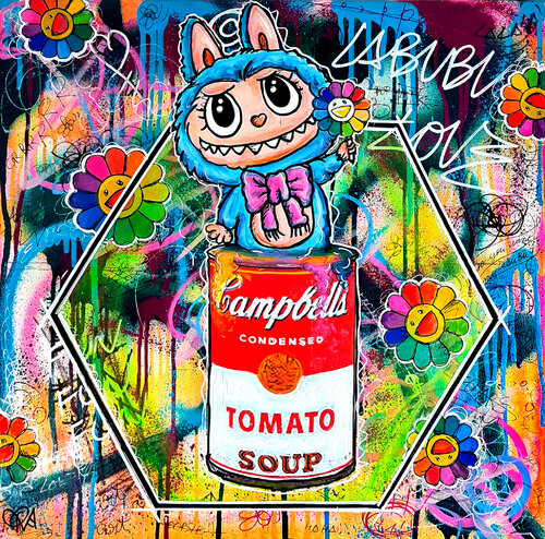 Peinture Pop Art Labubu Campbell Soup Murakami – Œuvre unique PVettese von Priscilla Vettese, Malerei kaufen auf Singulart