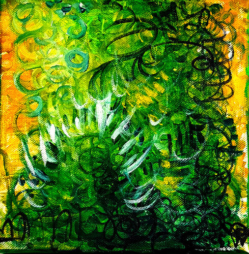 Awakening Forest- Tableau Abstrait Vert Sur Toile Unique PVettese von Priscilla Vettese, Malerei kaufen auf Singulart