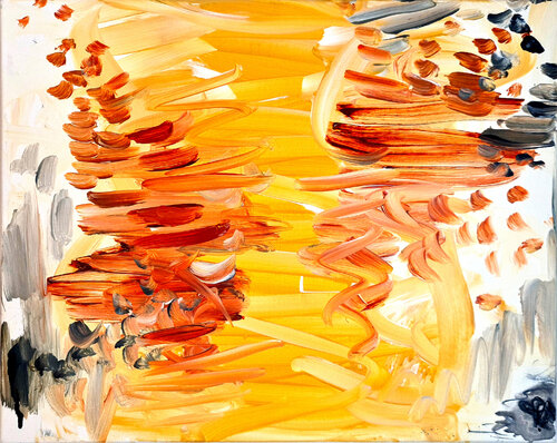 L'évidence intérieure - Tableau Jaune Orange Gris Priscilla Vettese