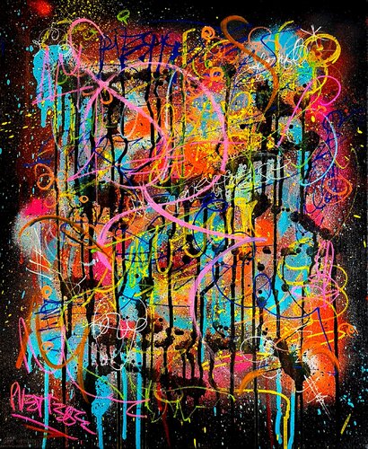 Euphoria Tableau Abstrait Street Art Sur Toile Unique von Priscilla Vettese, Malerei kaufen auf Singulart