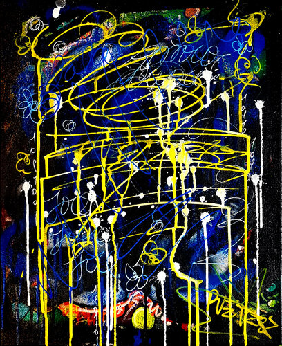 Dum Spira Spero - Tableau Abstrait style street art multicolore Unique von Priscilla Vettese, Malerei kaufen auf Singulart