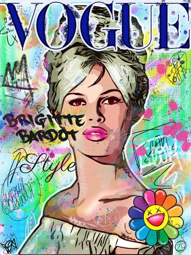 Pop Vogue BB - Oeuvre  graffiti pop art Brigitte Bardot Edition Originale Numérique von Priscilla Vettese, Digital kaufen auf Singulart