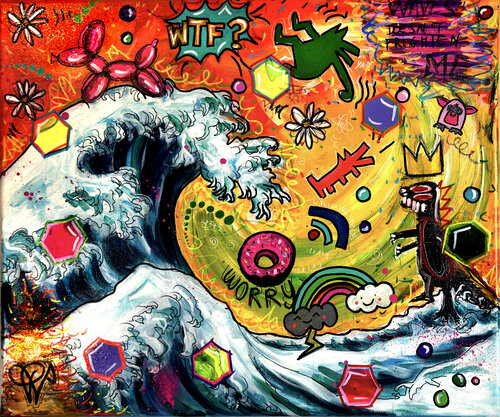 Not Afraid - Tableau Pop Art Coloré Moderne Unique von Priscilla Vettese, Malerei kaufen auf Singulart