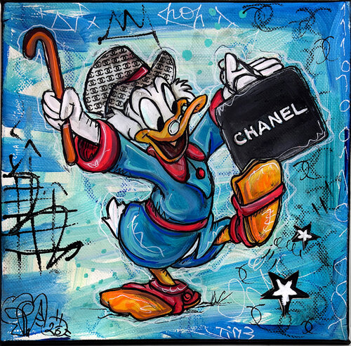 Picsou Pop Art Chanel Tableau Street Art Moderne Original par Priscilla Vettese, Peinture en vente sur Singulart