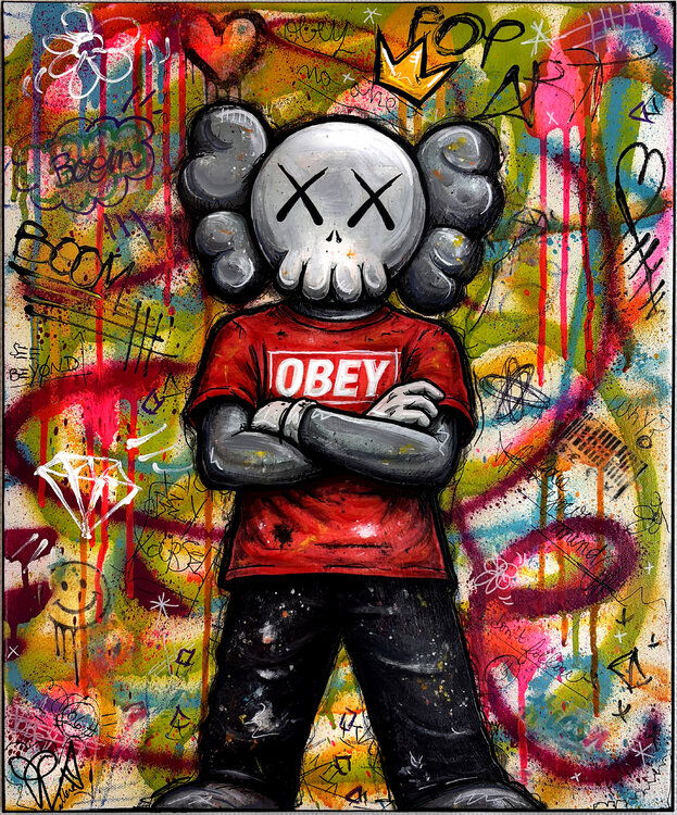 Kaws Obey? Pop Art Coloré Sur Toile Priscilla Vettese