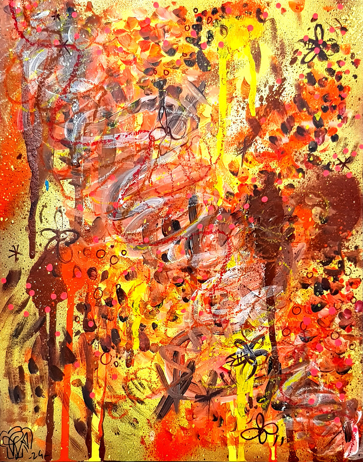 Nature Torride - Tableau Abstrait Orange Jaune Priscilla Vettese