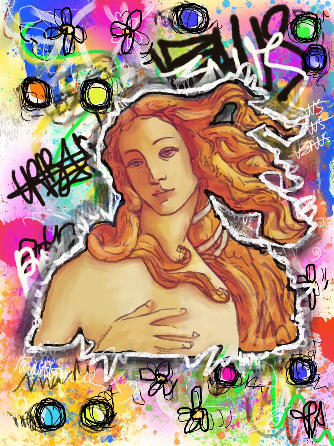 Pop Urban Venus - Digitale Pop Art Peinture Graffiti Priscilla Vettese Digital zu verkaufen