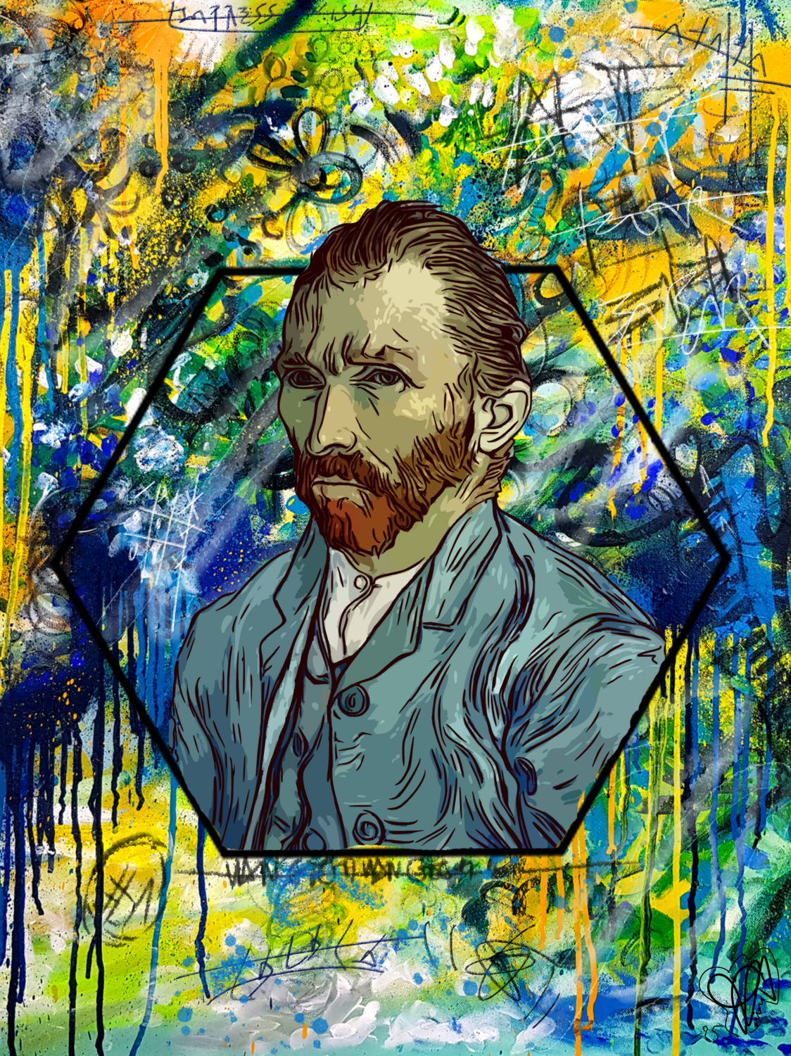 Hexa VG Tribute- Vincent Van Gogh Digital Painting Pop Art de
