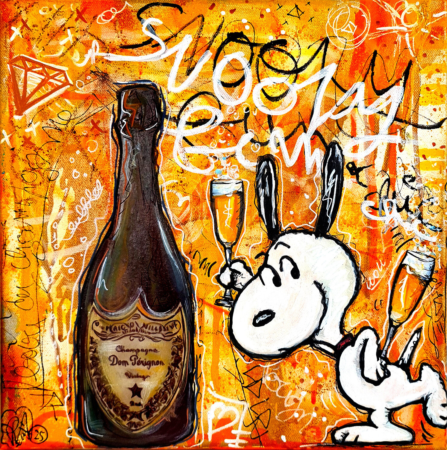 Tableau snoopy ferrari pop art graffiti luxe Priscilla Vettese