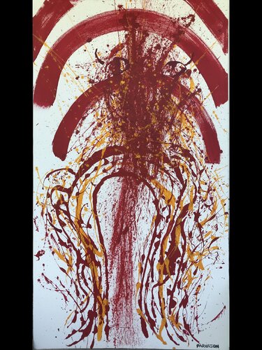 “Born: The Conjuration Of the Fire Elemental By the Magus In the Great White Space” di Fred Phillips a.k.a Parhelion, Pittura in vendita su Singulart