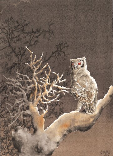 BUBO LACTEUS...OUT FOR THE NIGHT. von Stephen Alpe, Malerei kaufen auf Singulart