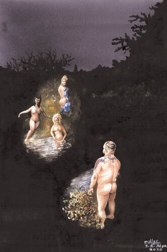 ...STRANGERS IN THE NIGHT by Stephen Alpe, Painting for Sale on Singulart