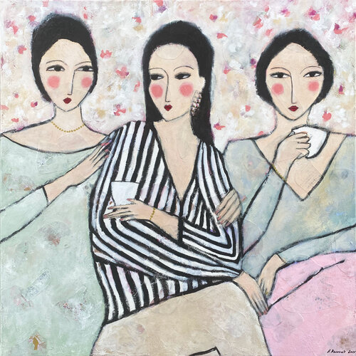 Coffee Break Secrets par Adriane Dworzak, Peinture en vente sur Singulart