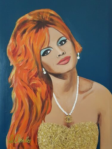 Brigitte Bardot mit Coco Chanel Kette di Marion Possler, Pittura in vendita su Singulart